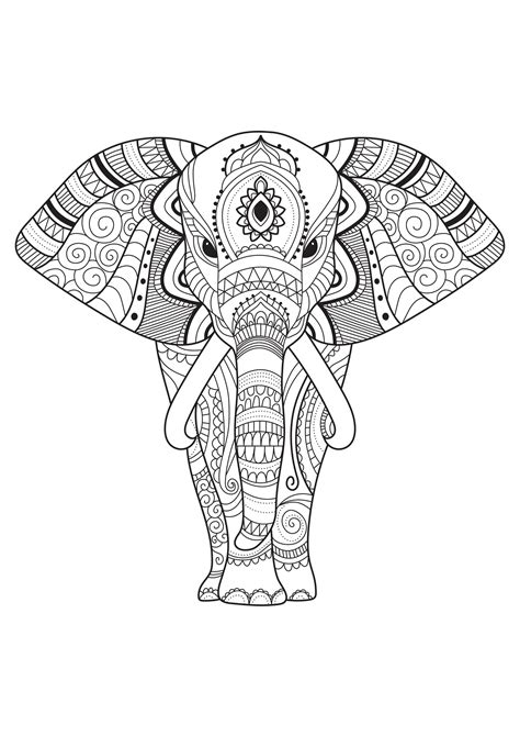 Elephant And Motifs Elephants Adult Coloring Pages