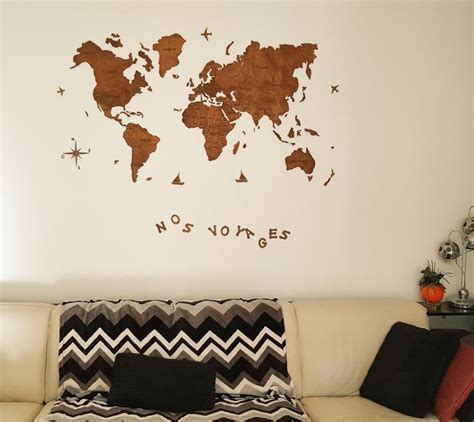 Wood Wall Art Large World Map Of The World Wall Decal Birthday Etsy