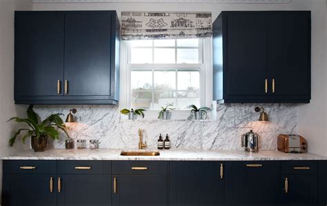 Blue Kitchen Cabinets With Copper Hardware Kitchen Ideas