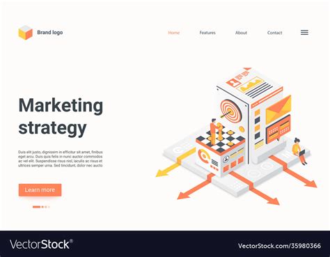 marketing strategy isometric landing page vector image
