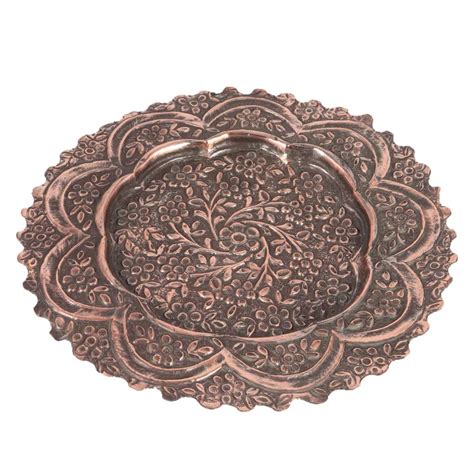 Copper Embossed Ashtray Floral Design