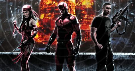 billboards reveal new costumes for daredevil elektra and the punisher popculthq