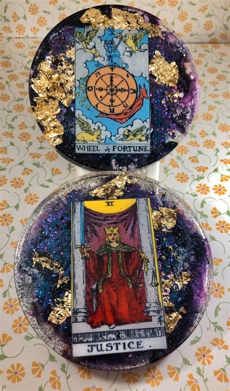 Maybe you would like to learn more about one of these? Tarot Card Resin Coaster Set [ Justice and Wheel of ...