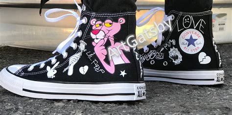 Lil Peep Pink Panther Inspired Shoes Original Converse Custom Etsy