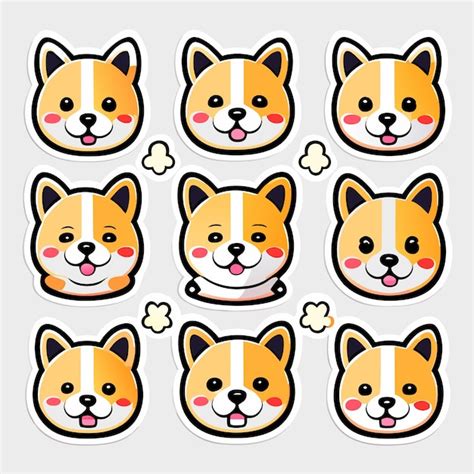 Premium Vector Cute Stickers Sticker Set Cute Dog Emoticons