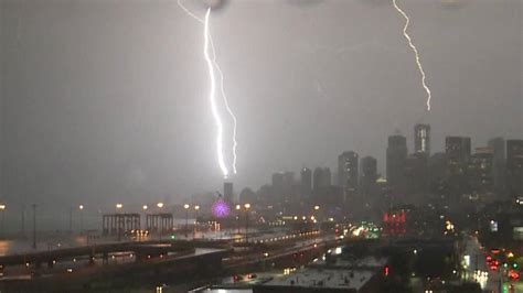 Seattle Lightning Storm On Camera