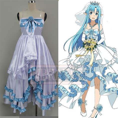 Yuuki Asuna Cosplay Sword Art Online Alo Sao Undine Anime White And Blue Costume Dress Buy At