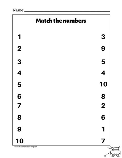 Free Printable Number Matching Worksheets For Kindergarten And