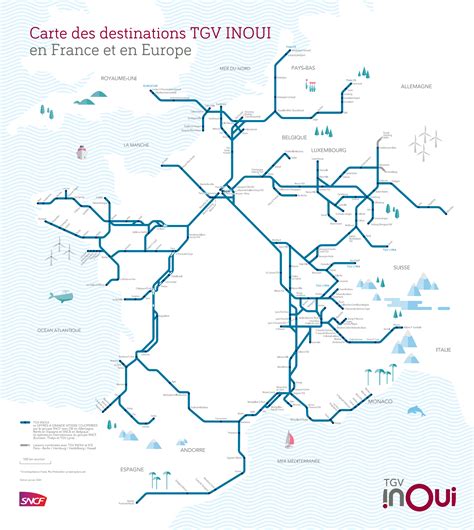 Map Of Tgv Destinations In France And Europe Carte Des Destinations