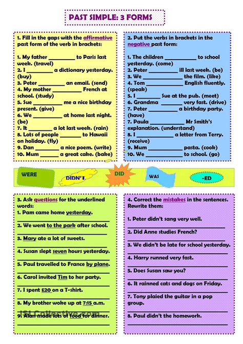 Past Simple All Forms Simple Past Tense Grammar Exercises English