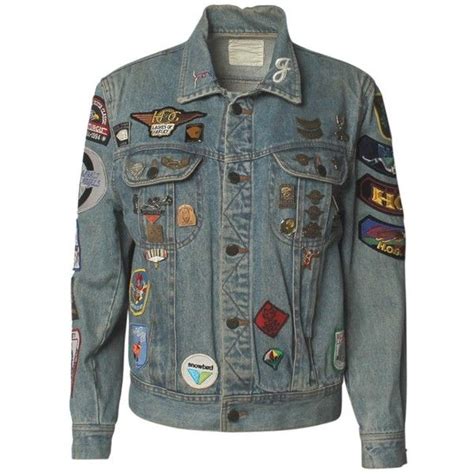 Denim Jean Jacket With Pins Patches Liked On Polyvore Featuring