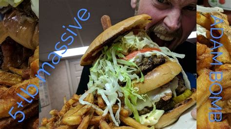 Massive 5lb Adam Bomb Burger Challenge Haywood Record Attempt Youtube