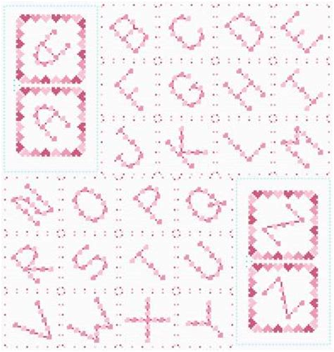 Monogram cross stitch patterns free. Heart Monograms - Diagonal Cross Stitch Pattern alphabets