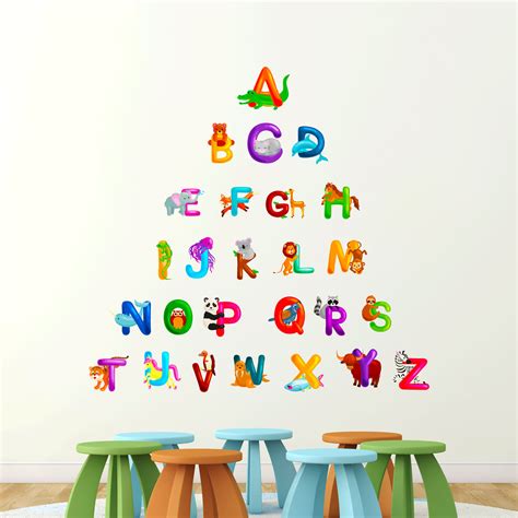 47'' x 61.4'' (120 cm x 156 cm). Alphabet Wall Sticker Learn letters kids room decal ...