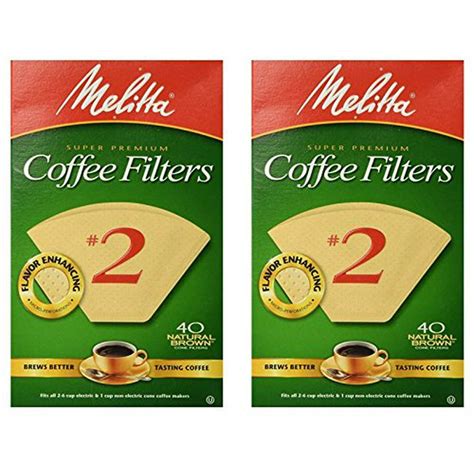 Melitta Super Premium 2 Cone Paper Coffee Filters Natural Brown 40