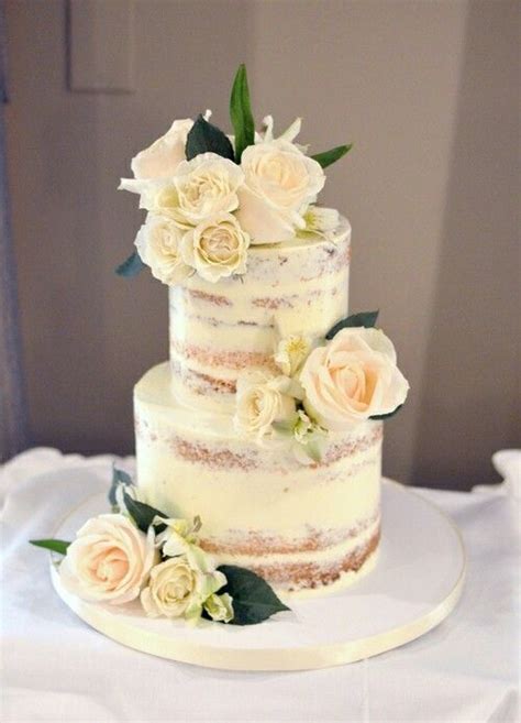 Naked Cake With Soft Color Flowers Naked Cakes Tiered Wedding Cake Pretty Cakes Beautiful