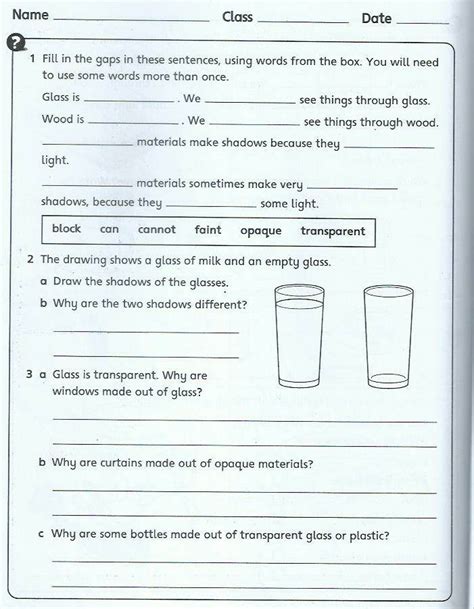 Science Work Sheets