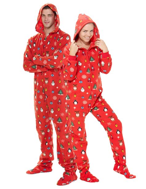 Footed Pajamas Footed Pajamas Holly Jolly Christmas Adult Hoodie Onesie Adult Double Xl