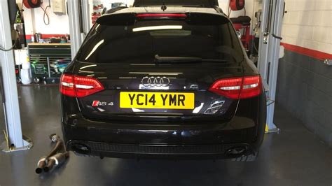 Audi RS4 B8 V8 Milltek Non Resonated Exhaust System Valves Open - YouTube