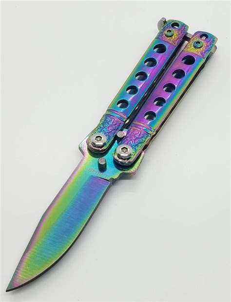 Mini Butterfly Balisong Knife Neo Chorme Rainbow
