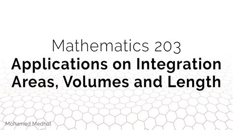 Math203 Applications On Integration Area Volume And Length Youtube