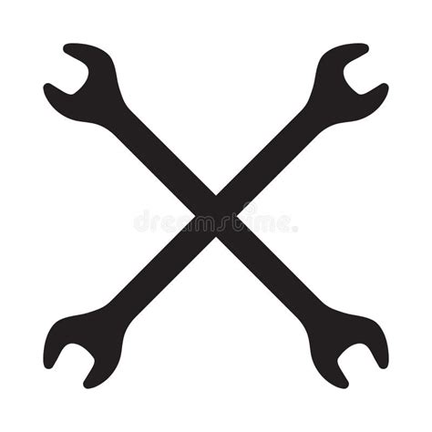 Silhouette Icon Of Crossed Wrenches Workshop Mechanic Repair Service