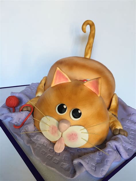 Orange Kitty Cat Cake For A Cat Themed First Birthday Party Kitty Is