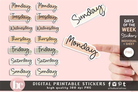Days Of The Week Stickers Png Eps Work Illustrations Creative Market
