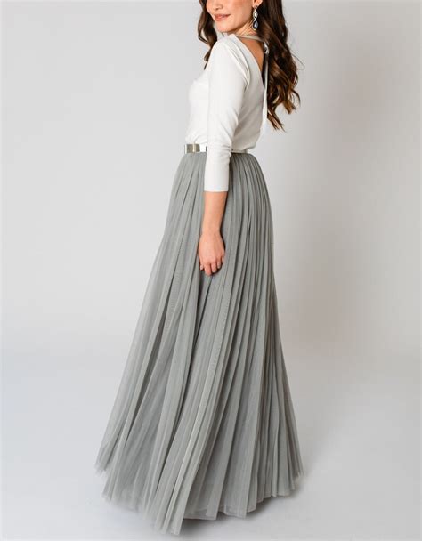 Constant Love® Grey Long Tulle Skirt Wedding Skirt Etsy