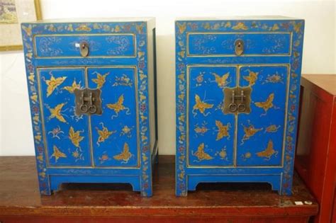 Inside the cabinets, spray the corners first and then fill in the center area. Pair of Chinese blue lacquer bedside cabinets, with gilt ...