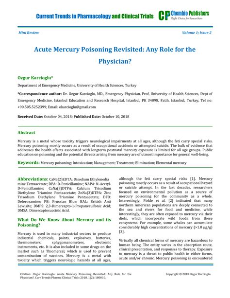Pdf Acute Mercury Poisoning Revisited Any Role For The Physician
