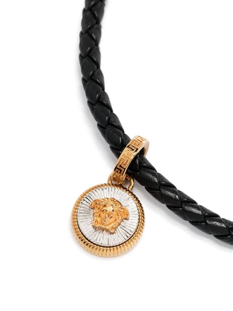 Versace Medusa Charm Leather Bracelet Farfetch