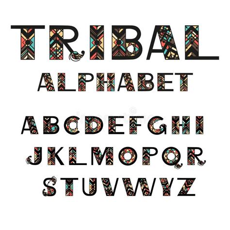 Tribal Alphabet And Ornaments Stock Vector Illustration Of Aztec