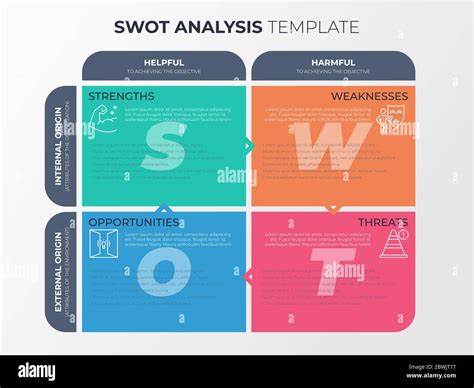 SWOT Strengths Weaknesses Opportunities Threats Analysis Table Business Infographics Vector