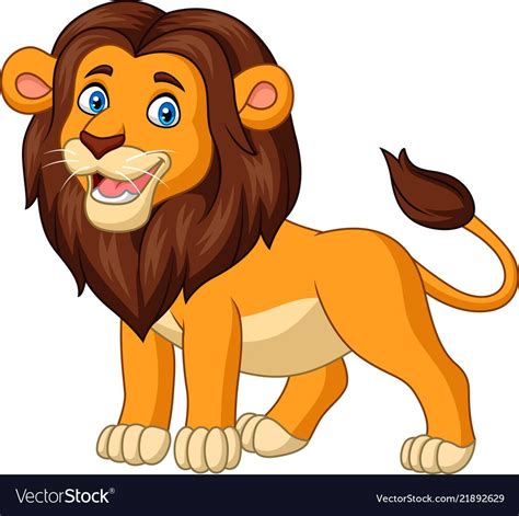 Illustration Of Cartoon Happy Lion Isolated On White Background