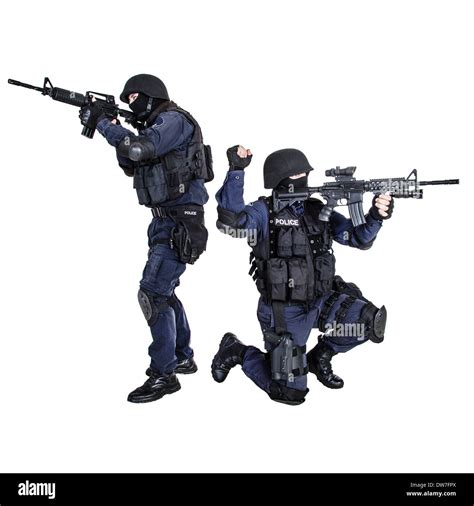Swat Team In Action Stock Photo Alamy
