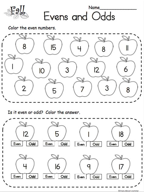 Odds And Even Numbers Worksheets