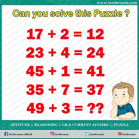 Solve The Brain Teaser Math Puzzle Number Puzzle Logic Test 4 Exams