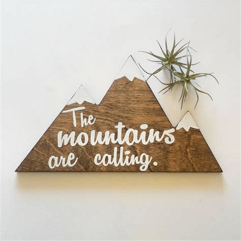 The Mountains Are Calling Mountain Sign Hiking Decor Etsy