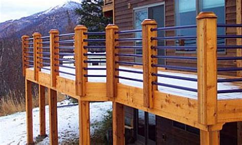 Table of contents horizontal wood railings finished wood railing with rebars.this wood railing with horizontal wood bars is an ideal option. Inexpensive Patio Designs Horizontal Deck Railing Ideas ...