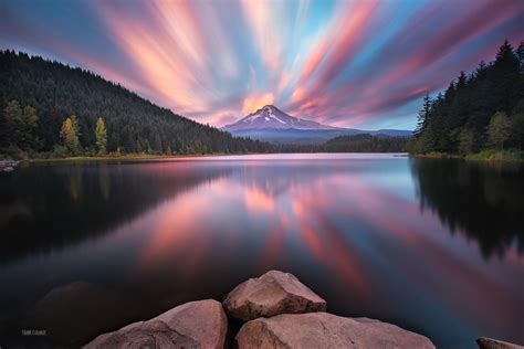 Mt Hood Sunset From Trillium Lake By Frankdelargy