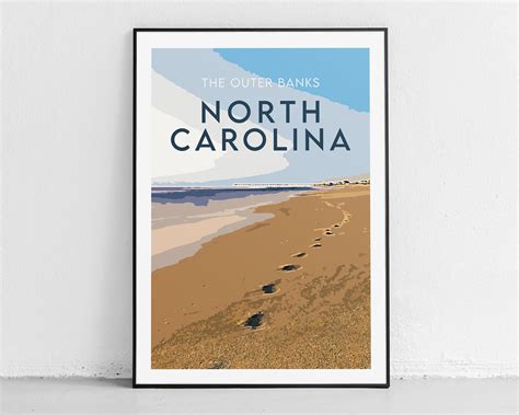 North Carolina Travel Print The Outer Banks Original Etsy
