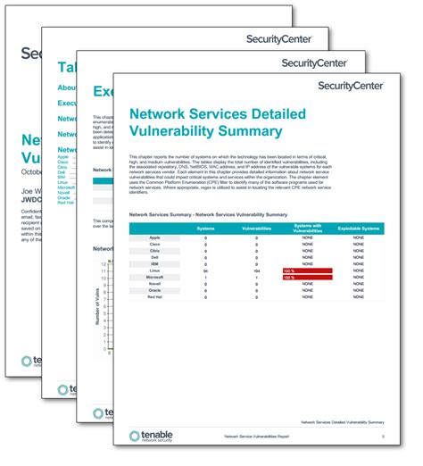 Network Service Vulnerability Report Sc Report Template Tenable