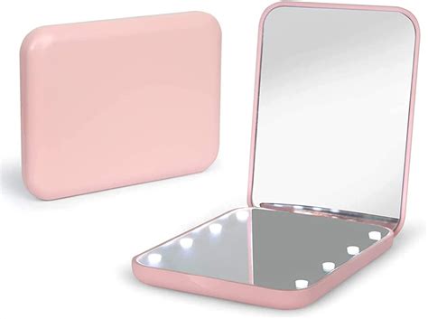 Kintion Pocket Mirror 1x3x Magnification Led Compact Travel Makeup Mirror With Light For Purse