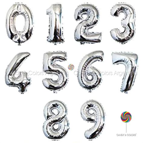 Globos Metalizados Numeros 30 Cm Plateado