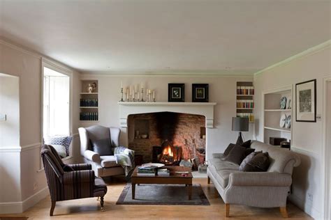Bright Fireplace Mantel Shelf In Living Room Farmhouse