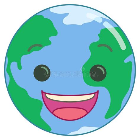 Happy Smiling Cartoon Earth Clean Stylized Vector Image Of A Peaceful Happy Cartoon Planet