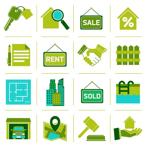 Real Estate Icons Green 459923 Vector Art At Vecteezy