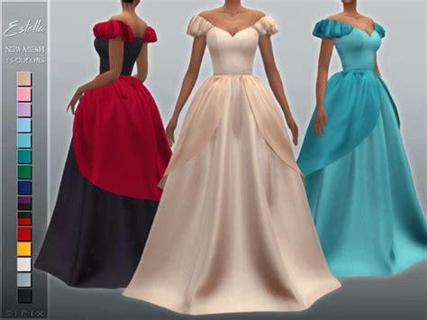 Sifixs Estella Gown In 2020 Sims 4 Dresses Sims 4 Wedding Dress