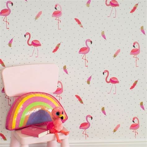 Coloroll Be Dazzled Flamazing Flamingo White And Pink Wallpaper M1424